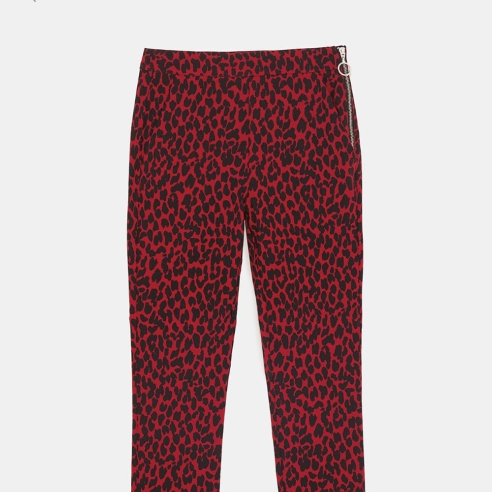 Zara Red animal print slacks